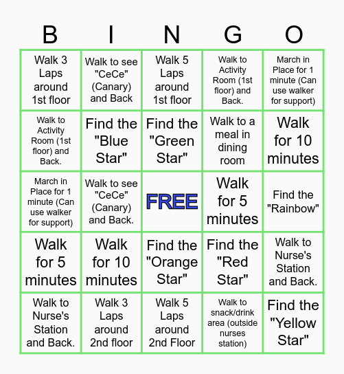 WALKING BINGO Card