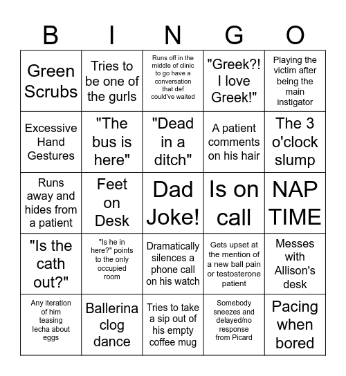 Picard Bingo Card