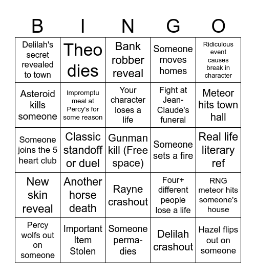 Ain't It a Pity! Session 4 Bingo Card