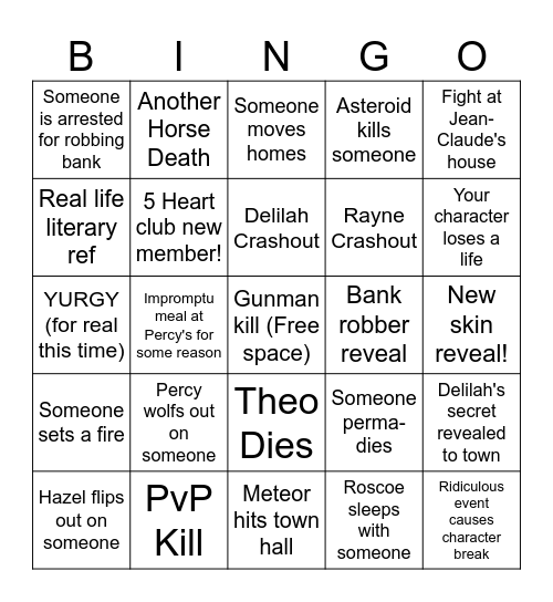 Ain't It a Pity! Session 4 Bingo Card
