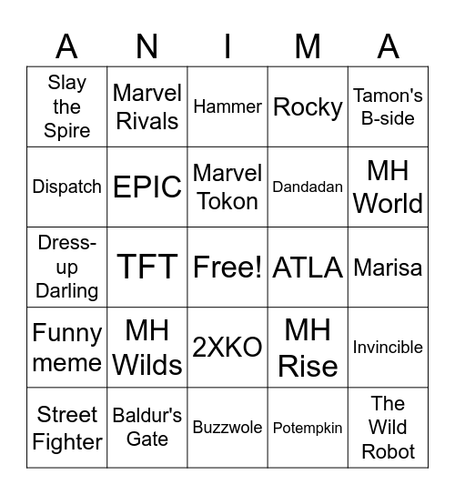 What kinda loot are we looking for? Bingo Card