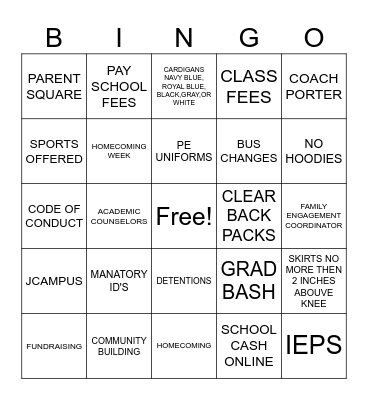 WHAT'S YACING @ BURMASTER HS Bingo Card