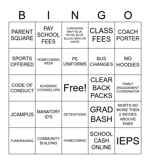 WHAT'S YACING @ BURMASTER HS Bingo Card