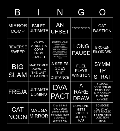 OWCS BINGO Card