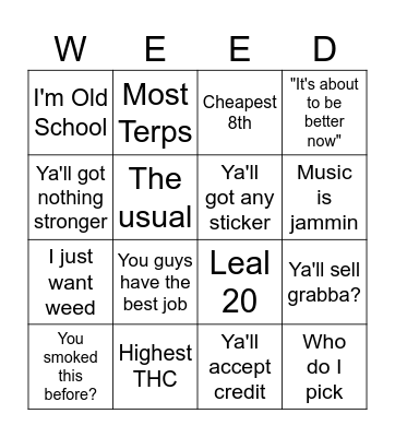Black Market Bingo Card
