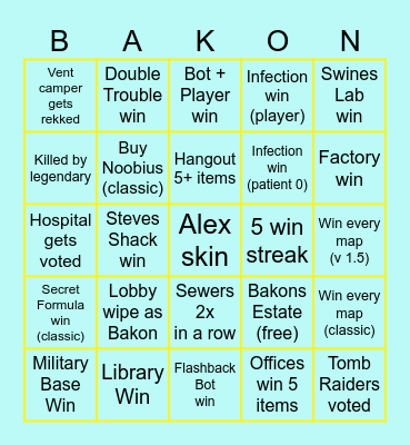 Bakon Champ Bingo Card