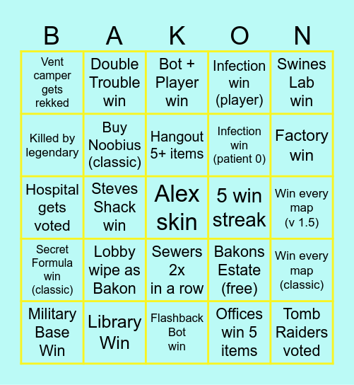 Bakon Champ Bingo Card