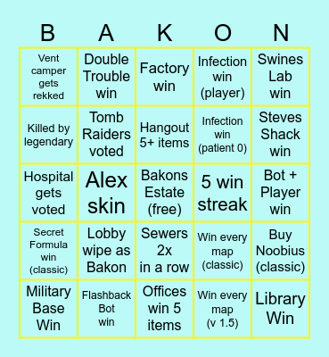 Bakon Champ Bingo Card