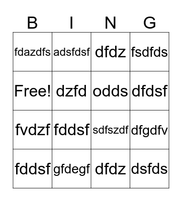 test Bingo Card