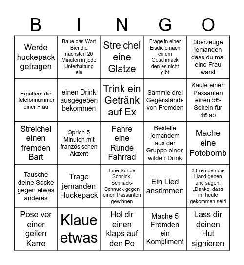 JGA Bingo Card