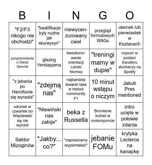 SEKTOR SZYDERCÓW BINGO Card
