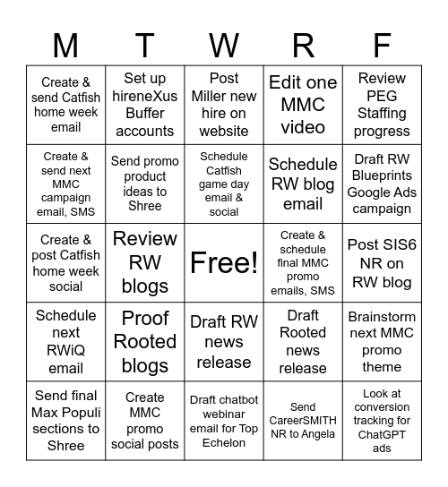 To-Do List Bingo (Week of July 27) Bingo Card