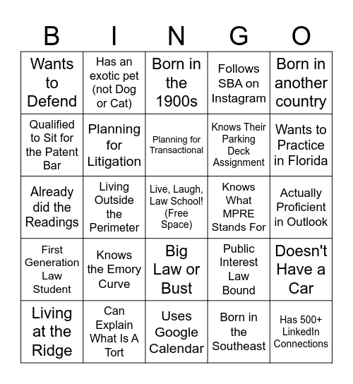 Conversation Bingo! Bingo Card
