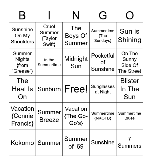 Summer Isn't Over Yet! Bingo Card