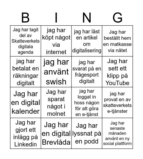 Internetekomomiskt bingo Card