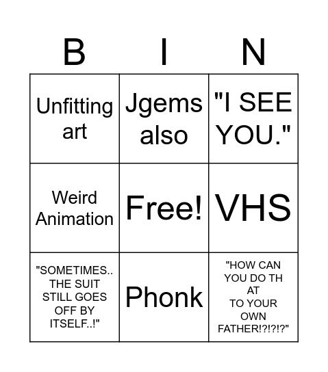 Skib Bingo Card