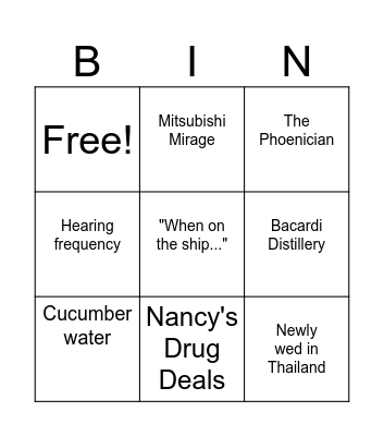 Don's Life Bingo Card