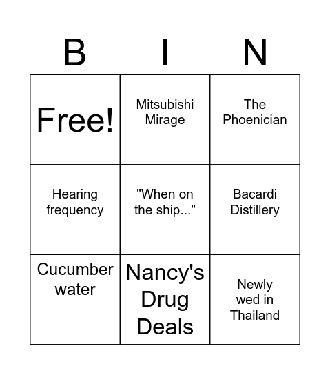 Don's Life Bingo Card
