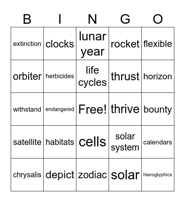 Rising 5th graders Bingo Card