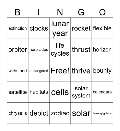Rising 5th graders Bingo Card