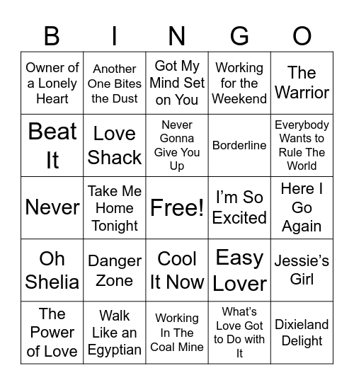 Totally 80s! Bingo Card