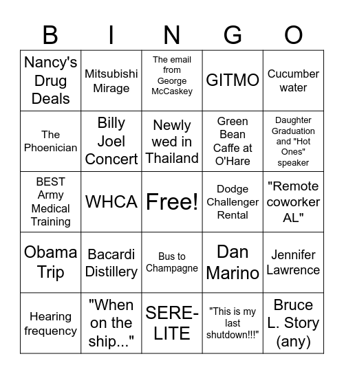 Don's Life Bingo Card