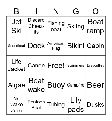Lake Bingo Card