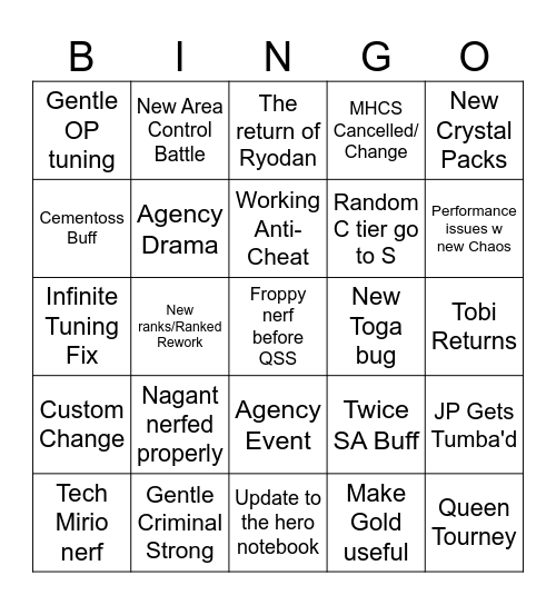 Season 18 MHUR Bingo Card