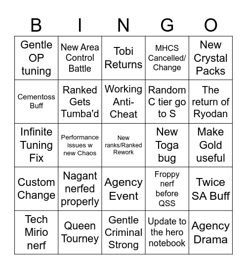 Season 18 MHUR Bingo Card