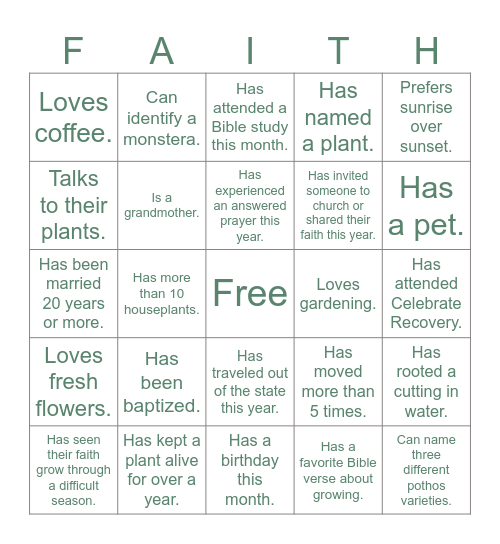 ROOTED IN FAITH Bingo Card