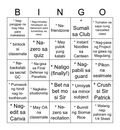 ABM - A Bingo Card