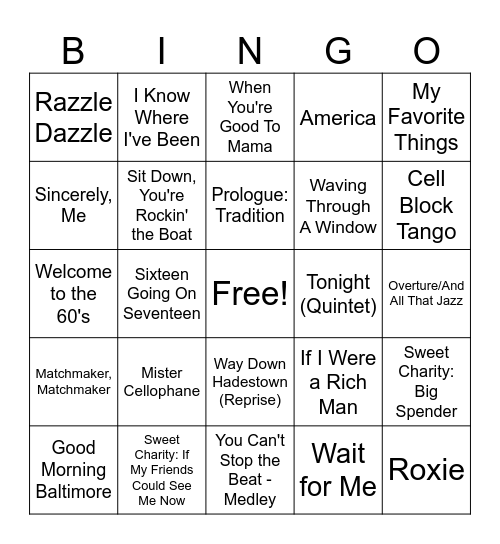 (a) Musicals Rd 2 Bingo Card