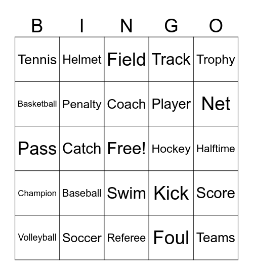 Sports Bingo Card