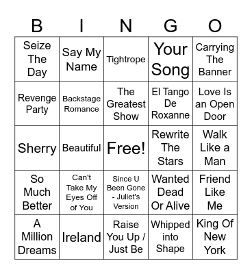 (a) Musicals Rd 4 Bingo Card
