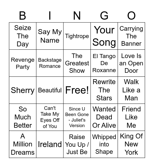 (a) Musicals Rd 4 Bingo Card