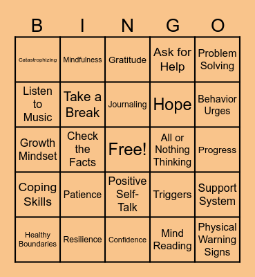 Remembering our Skills Bingo Card