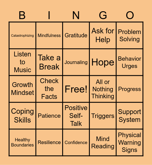 Remembering our Skills Bingo Card