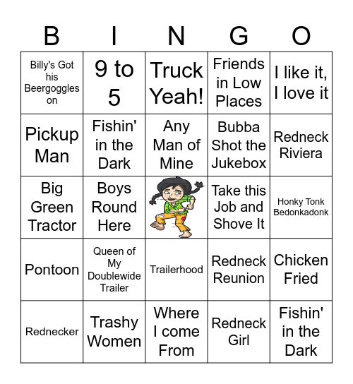 Redneck Hootenanny Bingo Card