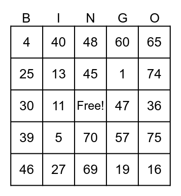 Bingo Card