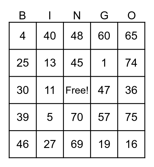 Bingo Card