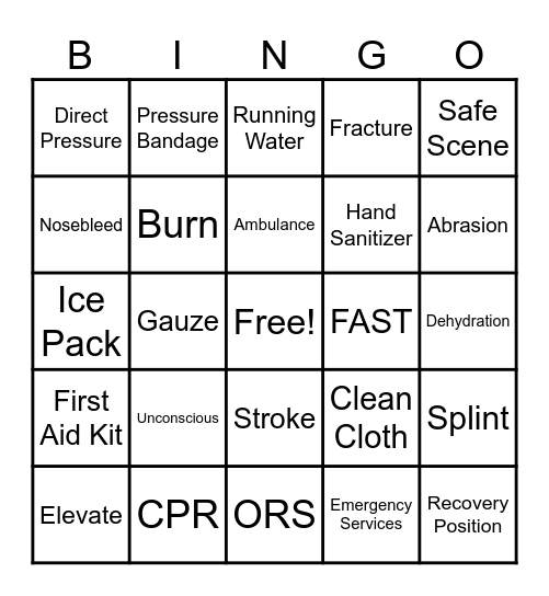 Ready Set Rescue Bingo Card