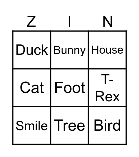 Delores Zingo Board Bingo Card