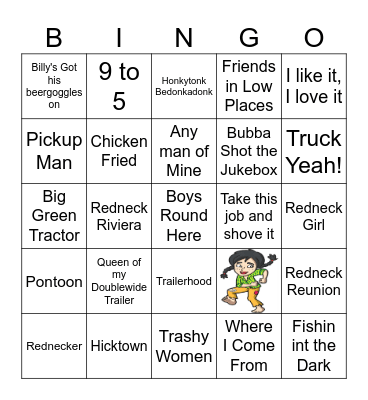 Redneck Hootennany Bingo Card
