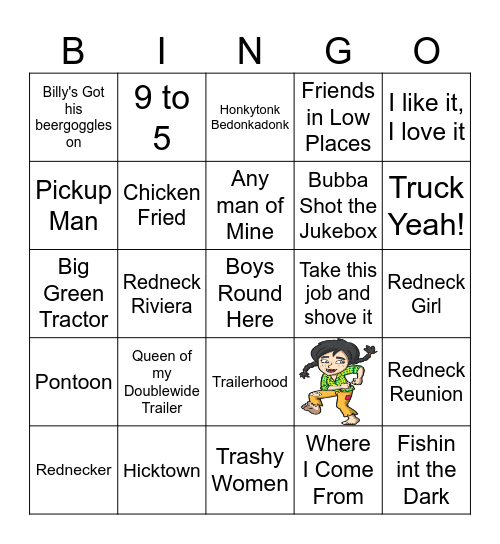 Redneck Hootennany Bingo Card