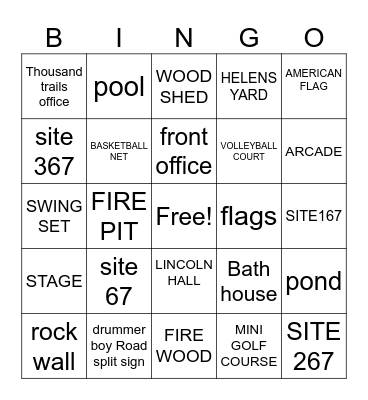 Scavenger Hunt Bingo Card