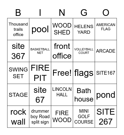 Scavenger Hunt Bingo Card