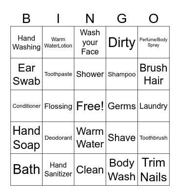 Daily Personal Hygiene Bingo Card