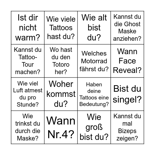 Tiktag's Bingooo Bingo Card