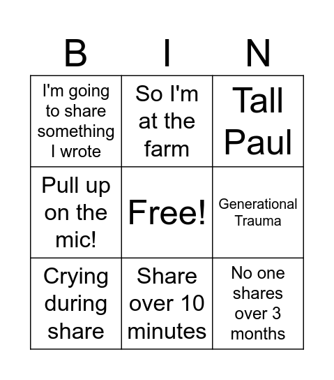 Primary Bingo Card