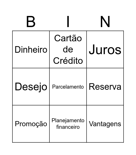 Bingo Finanças Bingo Card